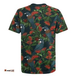 New Zealand Christmas Rugby Jersey Romantic Tui Birds on Pohutukawa - Cobalt LT7