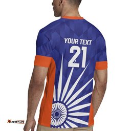 India Cricket Custom Rugby Jersey Ashoka Chakra with Flag Style LT9