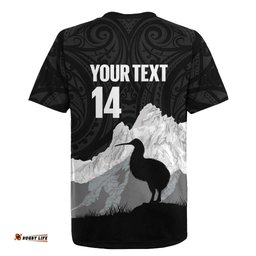 New Zealand South Island Football Custom Rugby Jersey Aoraki Mount Cook With Kiwi Maori Pattern LT14