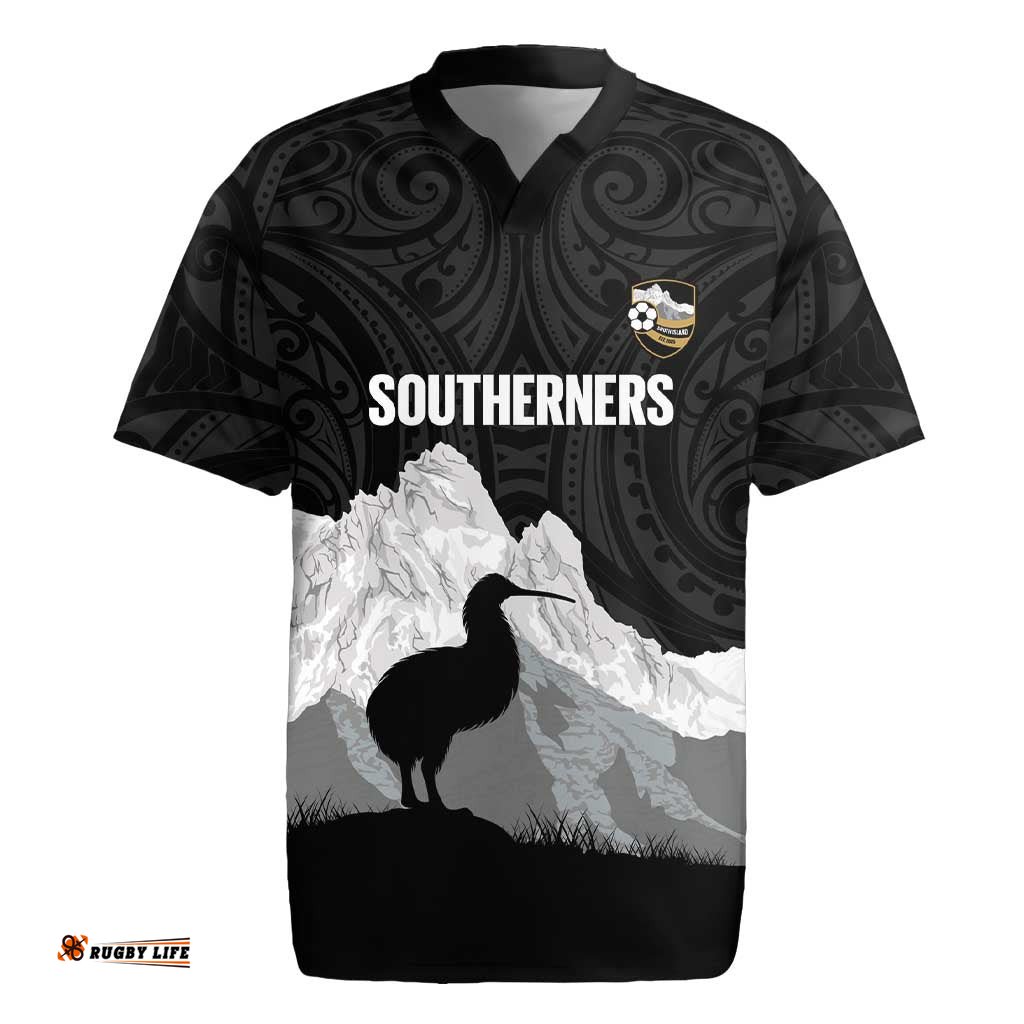 New Zealand South Island Football Custom Rugby Jersey Aoraki Mount Cook With Kiwi Maori Pattern LT14