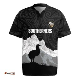 New Zealand South Island Football Custom Rugby Jersey Aoraki Mount Cook With Kiwi Maori Pattern LT14