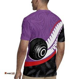Personalised Aotearoa Lawn Bowls Rugby Jersey Maori and Silver Fern Sporty Style Purple Color LT03