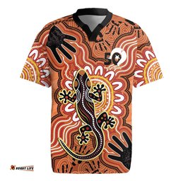 Personalised Australia Lizard NAIDOC Week 2026 Rugby Jersey 50 Years of Deadly Aboriginal Art LT14