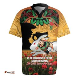 Personalised Rabbitohs Rugby ANZAC Day Rugby Jersey Last Post Poppy We Will Remember Them LT14