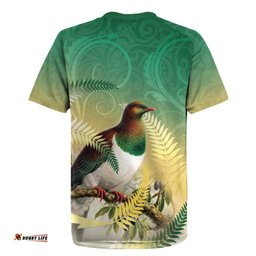 New Zealand Pigeon Kereru Rugby Jersey Maori Fern Art Green Gradient LT05