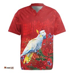 Merry Cocka-mas Rugby Jersey Australia Christmas Red Art LT9