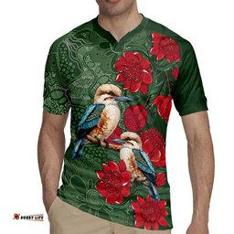 Kokaburra and Waratah Rugby Jersey Aboriginal Art LT9