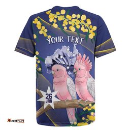 Personalised Pink Galah Australia Day Rugby Jersey 26th January Golden Wattle Flag Color LT14