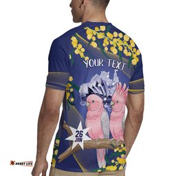 Personalised Pink Galah Australia Day Rugby Jersey 26th January Golden Wattle Flag Color LT14