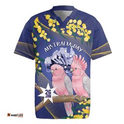 Personalised Pink Galah Australia Day Rugby Jersey 26th January Golden Wattle Flag Color LT14