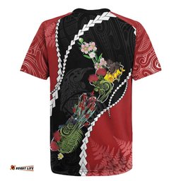 New Zealand Christmas Rugby Jersey Flora Map with Birds LT7