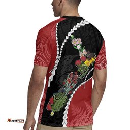 New Zealand Christmas Rugby Jersey Flora Map with Birds LT7