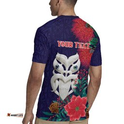 Maori Wheku Meri Kirihimete Personalised Rugby Jersey All Blue Indigenous Maori Motif LT9