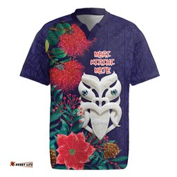 Maori Wheku Meri Kirihimete Personalised Rugby Jersey All Blue Indigenous Maori Motif LT9