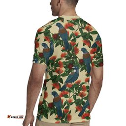 New Zealand Christmas Rugby Jersey Romantic Tui Birds on Pohutukawa - Ivory LT7