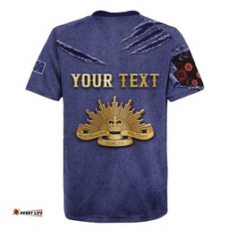 Personalised ANZAC Day Rugby Jersey Poppy Flowers Ripped Fabric Effect DT05