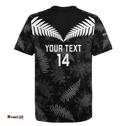 Custom New Zealand Silver Fern Football Rugby Jersey Go Aotearoa Grunge Black LT14