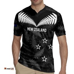 Custom New Zealand Silver Fern Football Rugby Jersey Go Aotearoa Grunge Black LT14