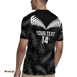 Custom New Zealand Silver Fern Football Rugby Jersey Go Aotearoa Grunge Black LT14