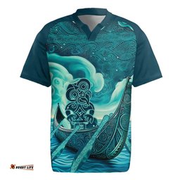 Personalised New Zealand Waitangi Day Rugby Jersey Hei Tiki With Maori Waka - Whakarare Pattern LT14