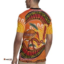 Indigenous Emu Australia Rugby Jersey Australian Bottlebrushes Aboriginal Art Proud LT14