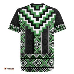Green Taniko Pattern Aotearoa Rugby Jersey Niho Taniwha Mix Poutama LT14