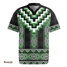 Green Taniko Pattern Aotearoa Rugby Jersey Niho Taniwha Mix Poutama LT14