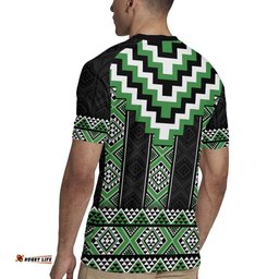 Green Taniko Pattern Aotearoa Rugby Jersey Niho Taniwha Mix Poutama LT14