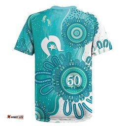 NAIDOC Week 2026 Rugby Jersey 50 Years Deadly Dhari Cyan Aboriginal Art LT14