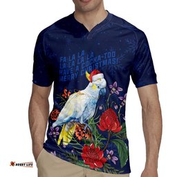 Merry Cocka-mas Rugby Jersey Australia Christmas Blue Art LT9