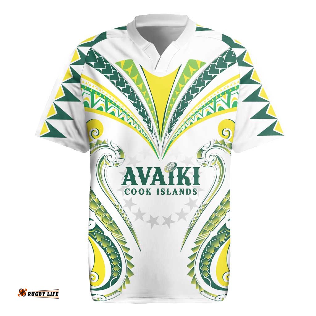 Custom Rugby Cook Islands Avaiki Rugby Jersey White Kuki Airani Tribal Maori Inspired LT9