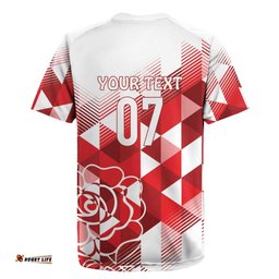 England Rugby Custom Rugby Jersey Crystalised Red Rose LT7