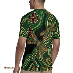Green Indigenous Dragonfly Australia Rugby Jersey Aboriginal Art LT14