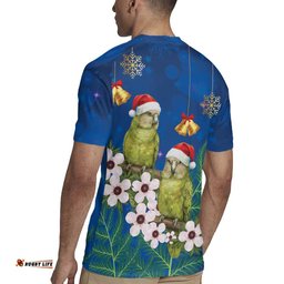 New Zealand Kakapo Christmas Rugby Jersey Owl Parrot Santa Sliver Fern Manuka - Blue LT14