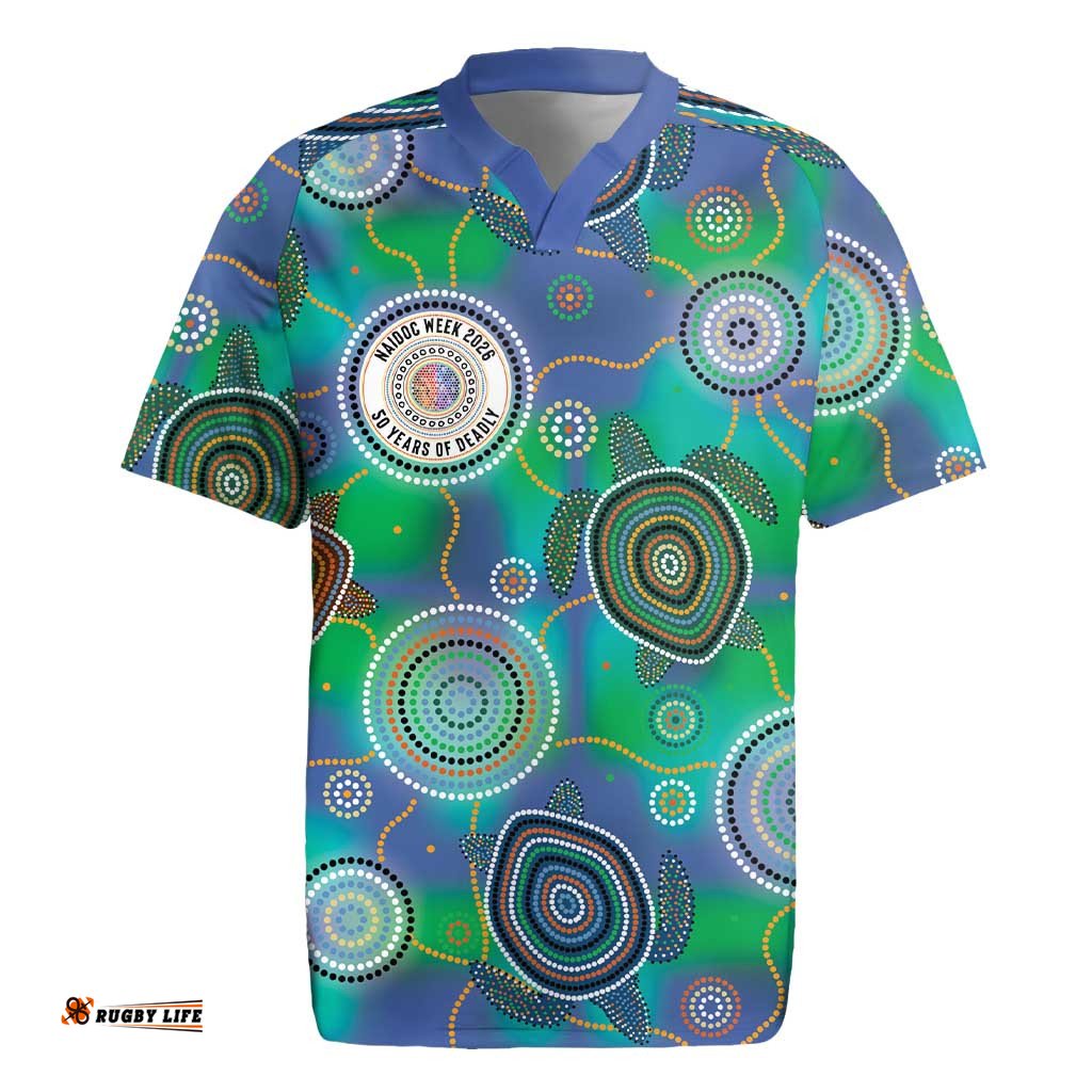NAIDOC 50 Years of Deadly Rugby Jersey Sea Turtle Aboriginal Dot Art LT19