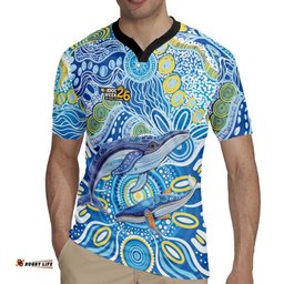 NAIDOC Week 2026 Rugby Jersey Dreaming of Whales Aboriginal Dot Art LT9