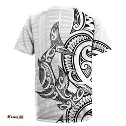 New Zealand Hammerhead Shark Rugby Jersey Maori Haehae Mangopare White LT14