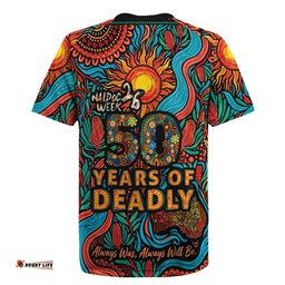 NAIDOC Week 26 Rugby Jersey 50 Years of Deadly Aboriginal Motif LT03
