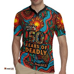 NAIDOC Week 26 Rugby Jersey 50 Years of Deadly Aboriginal Motif LT03