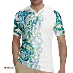 Paua Shell Maori Rugby Jersey Koru Kowhaiwhai LT7