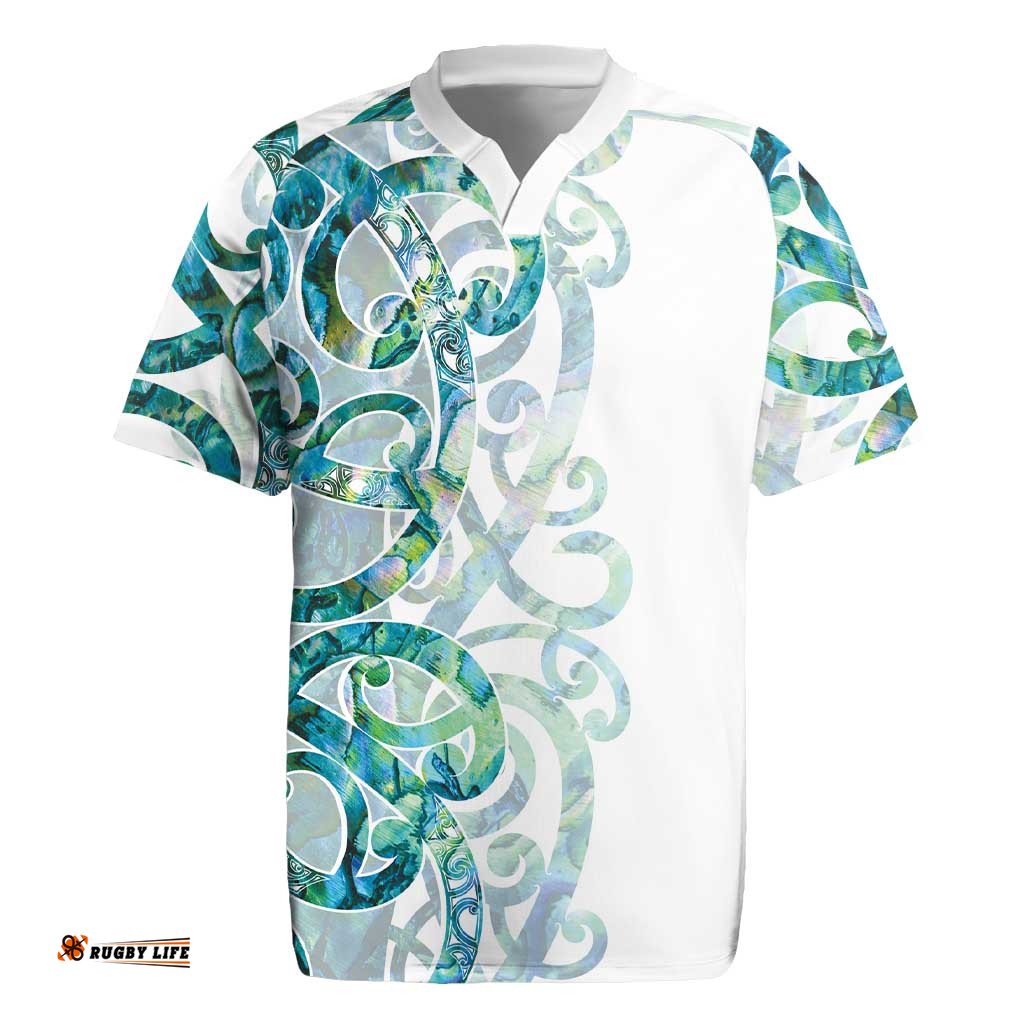 Paua Shell Maori Rugby Jersey Koru Kowhaiwhai LT7
