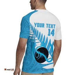 New Zealand Lawn Bowls Prostate Cancer Custom Rugby Jersey Aotearoa Maori Silver Fern Blue Ribbon LT14