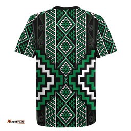 Jade Tukutuku Pattern Aotearoa Rugby Jersey Niho Taniwha and Puhoro Motifs LT7