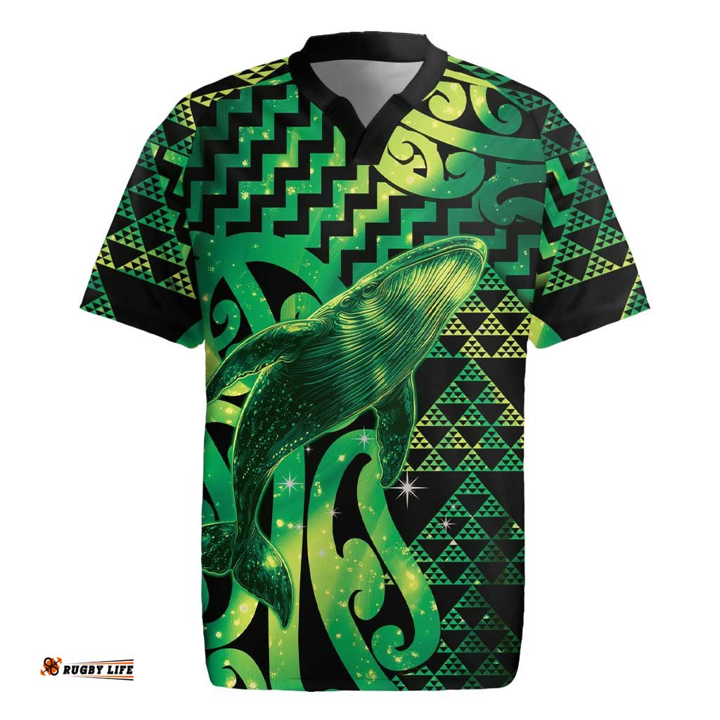 Humpback Whale Matariki New Zealand Rugby Jersey NZ Maori Paikea Poutama Luxury Green LT14
