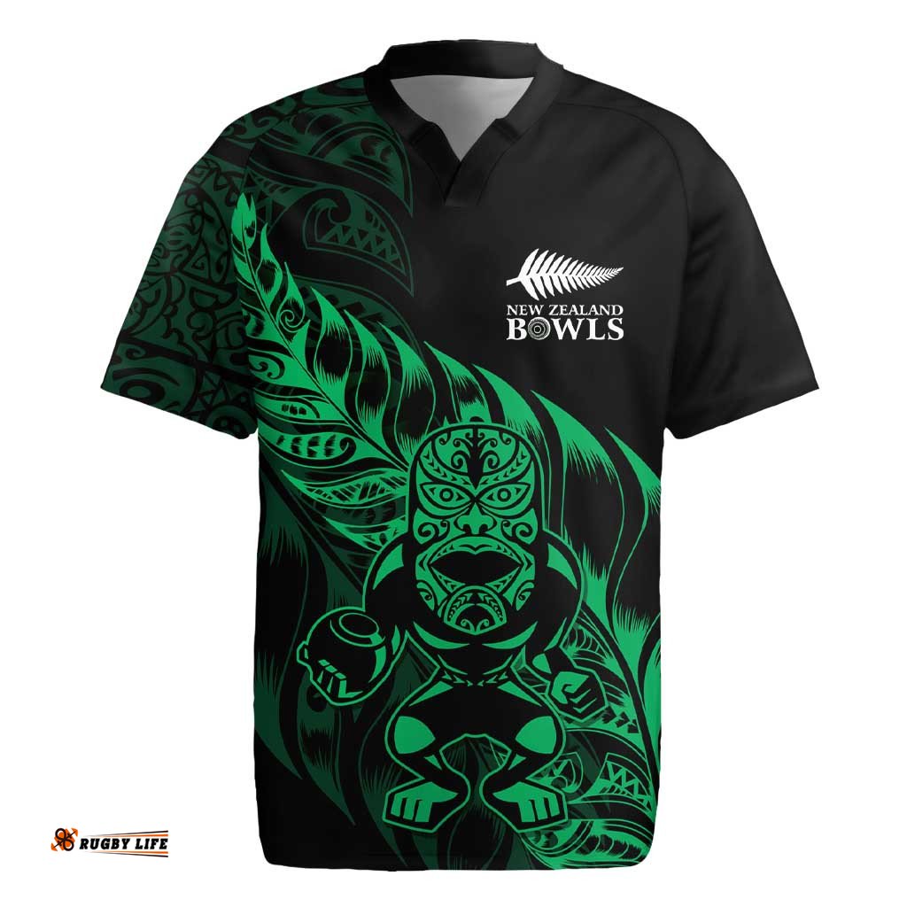 New Zealand Lawn Bowls Custom Rugby Jersey Green Maori Warrior Tribal Silver Fern LT9
