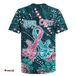Personalised Hereditary Cancer Awareness Rugby Jersey Hope Ribbon With Aussie Teal Duncan Coral DT05