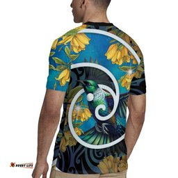 New Zealand Tui Bird Rugby Jersey Maori Koru With Kowhai Flowers LT05
