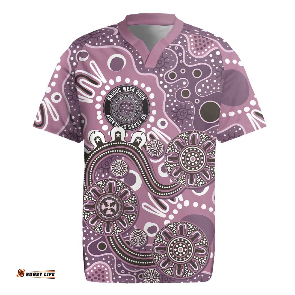 Personalised NAIDOC Week 50 Years Deadly Always Rugby Jersey Pink Aboriginal Artwork Dot Painting LT9