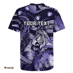 Personalised Maori Romantic Valentine Rugby Jersey The Hongi Kiss Purple Galaxy DT05