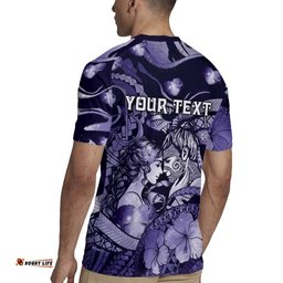 Personalised Maori Romantic Valentine Rugby Jersey The Hongi Kiss Purple Galaxy DT05